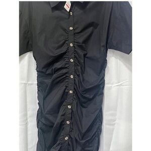 Black Ruched Button-Down Shirt size large nwt